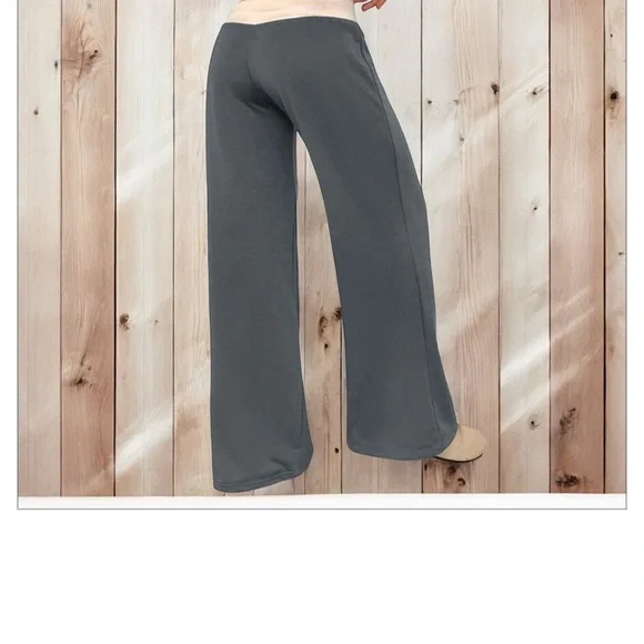 Gray Wide Leg High-Rise Pants - Picture 2 of 2